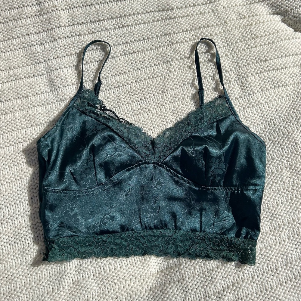 Satin & Lace, Teal Tank Top, Size M